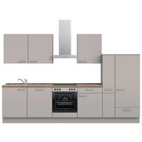 KÜCHENBLOCK 330 cm   in Grau, Eiche dunkel  - Eiche dunkel/Schwarz, MODERN, Holzwerkstoff/Metall (330cm) - Nobilia