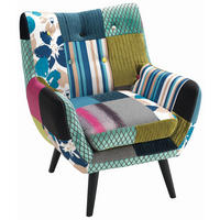 FOTELJA 74/87/78 cm , višebojna  - tamnobraon/višebojna, Dizajnerski, tekstil/drvo (74/87/78cm) - Hom`in