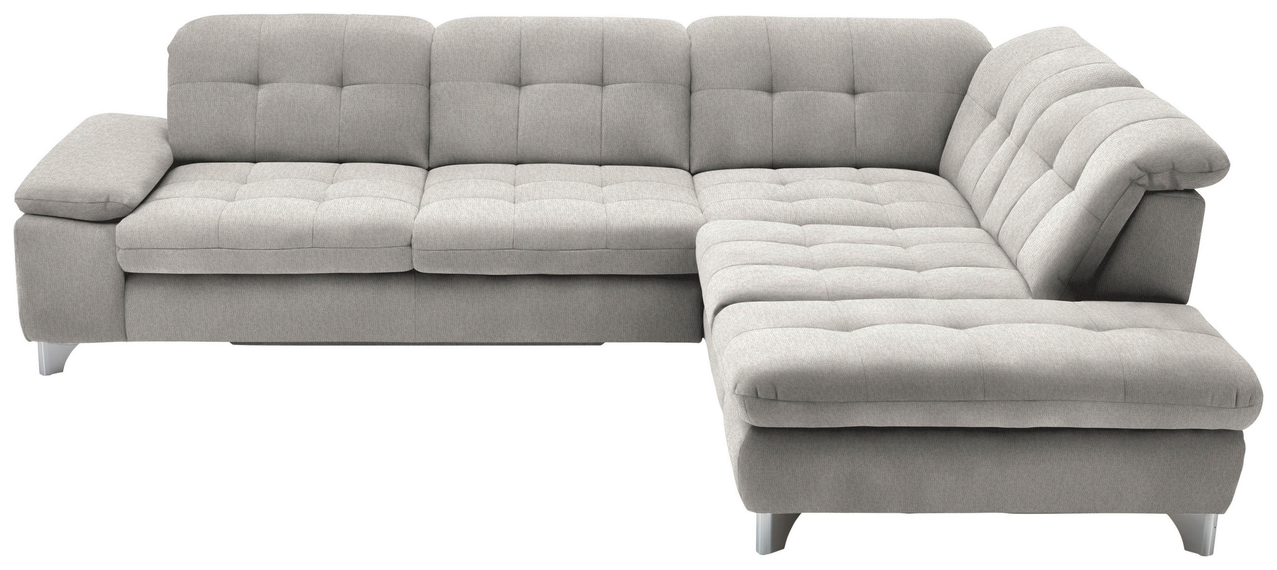 ECKSOFA in Chenille Creme  - Chromfarben/Creme, Design, Textil/Metall (310/260cm) - Beldomo Speed
