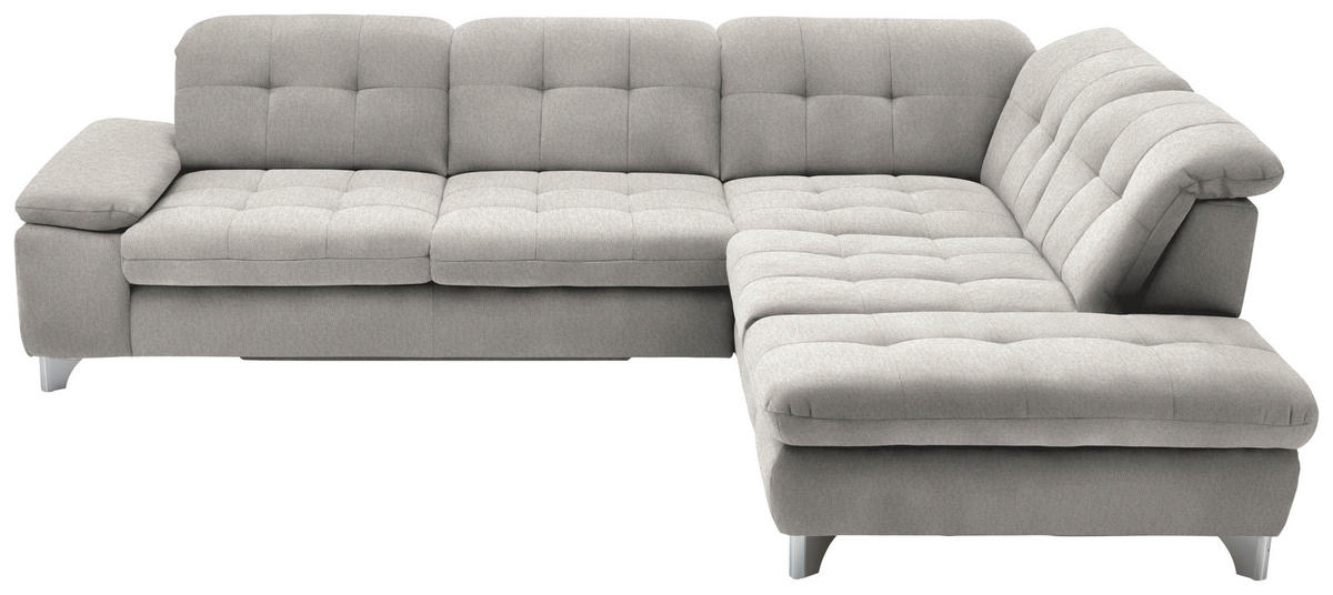 ECKSOFA in Chenille Creme  - Chromfarben/Creme, Design, Textil/Metall (310/260cm) - Beldomo Speed