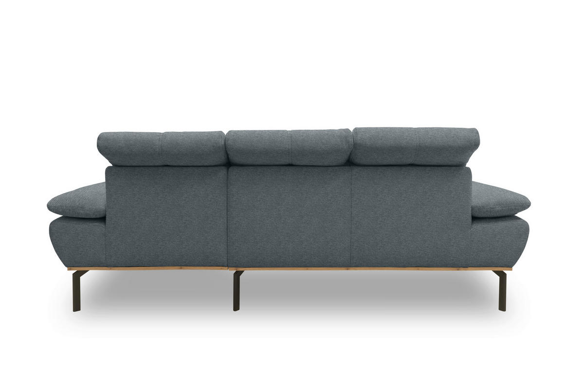 ECKSOFA Grau Mikrofaser  - Wildeiche/Schwarz, Design, Textil/Metall (242/170cm) - MID.YOU