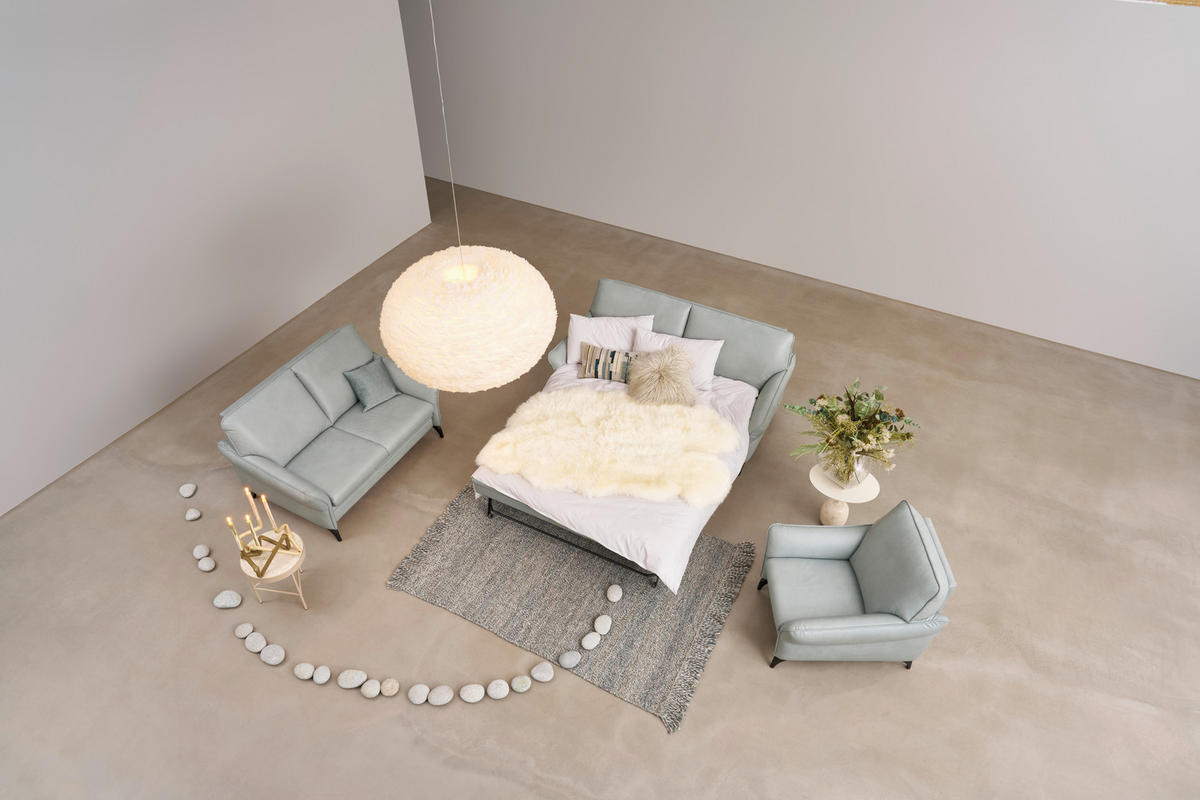 2,5 ÜLÉSES KANAPÉ bőr világosszürke  - világosszürke, Design, bőr/fém (192/100/90cm) - Himolla