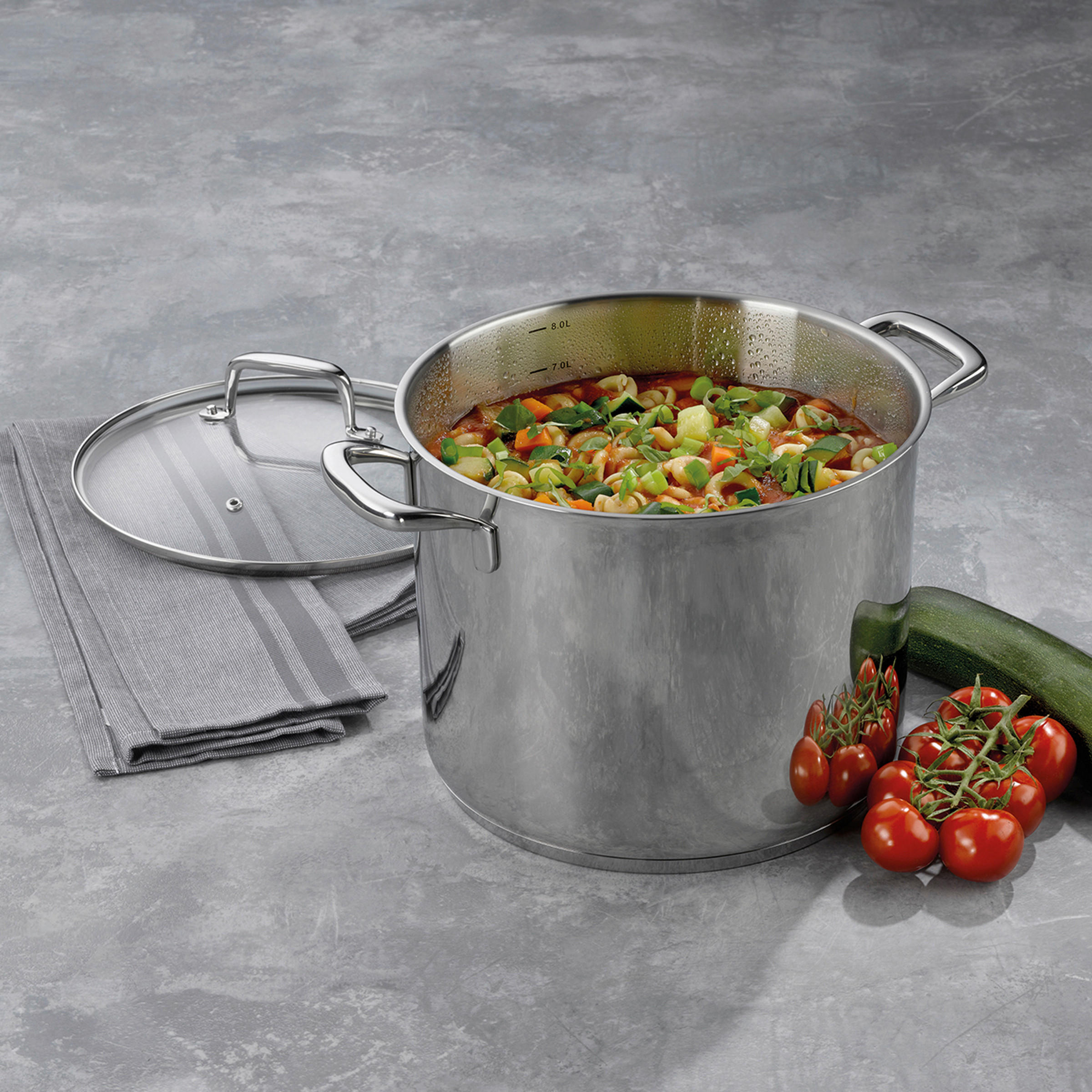 GEMÜSETOPF Flavoria 8 L  - Silberfarben, KONVENTIONELL, Glas/Metall (24/19.5cm) - Kela