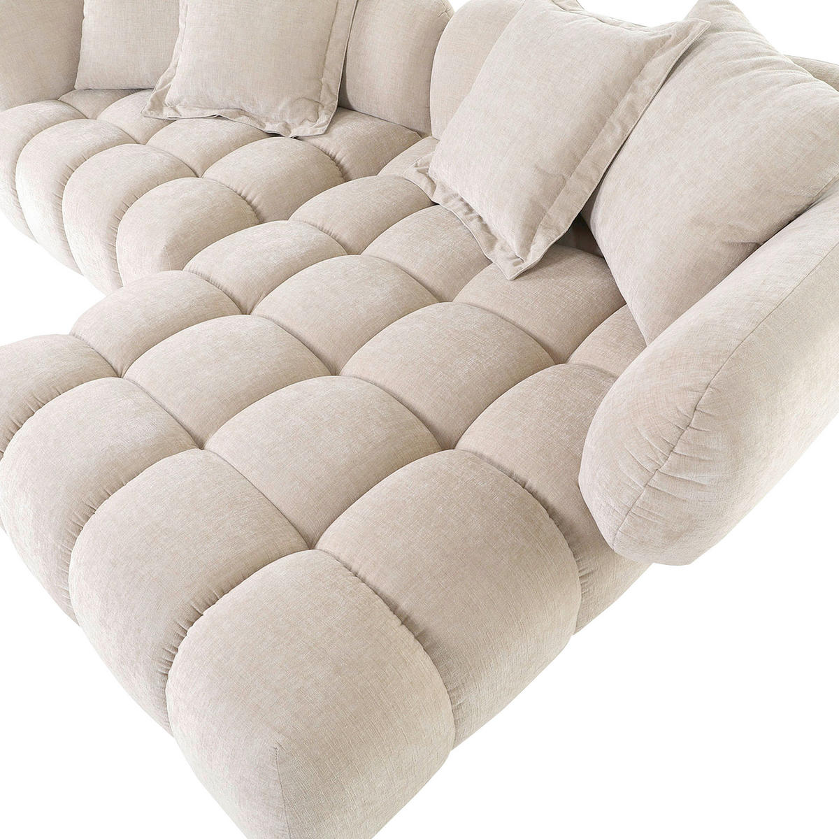 HÖRNSOFFA i flatväv beige  - beige/svart, Klassisk, textil/plast (262/156cm) - Carryhome