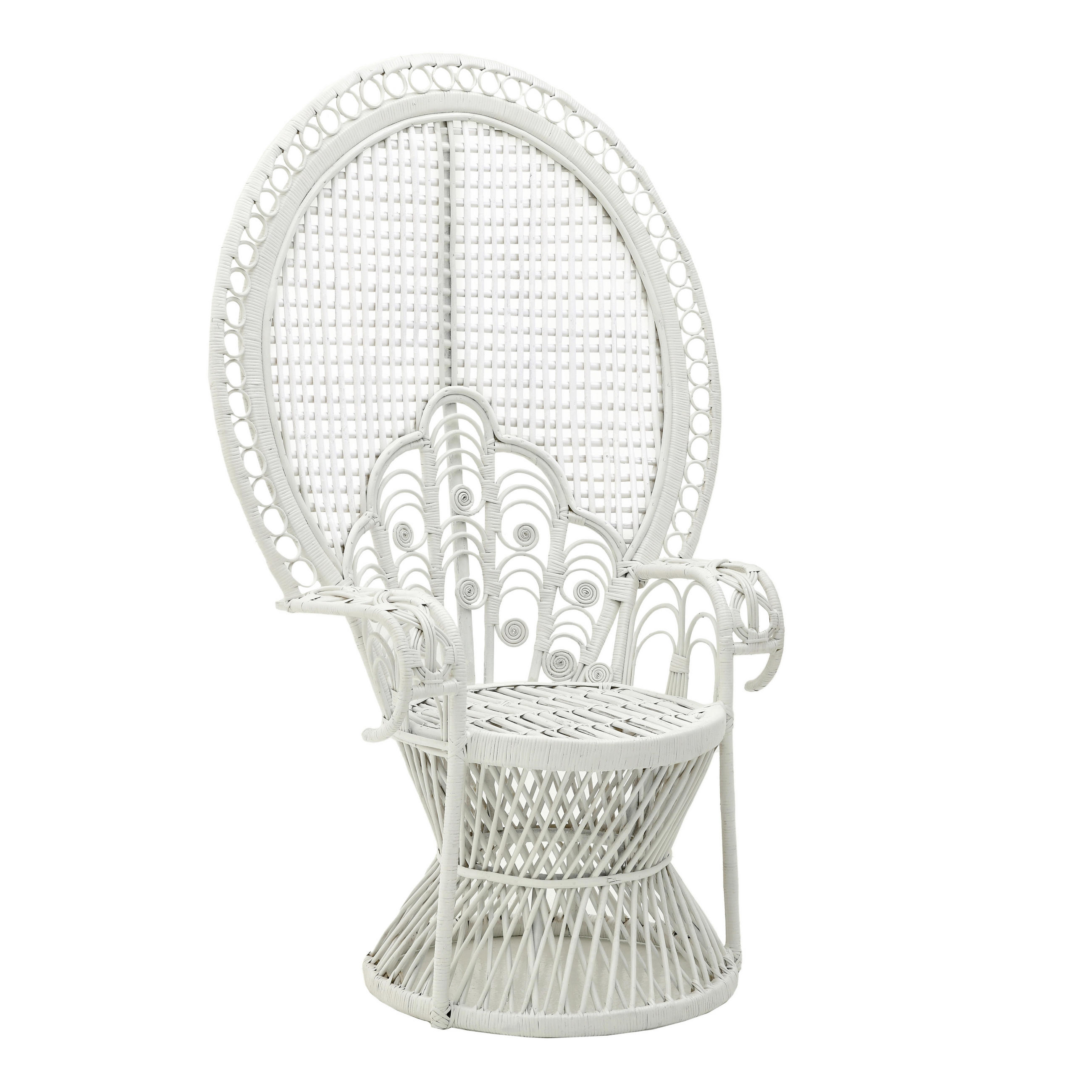 RATTANSESSEL Rattan Weiß - Weiß, Trend, Holz (96/96/145cm) - Livetastic