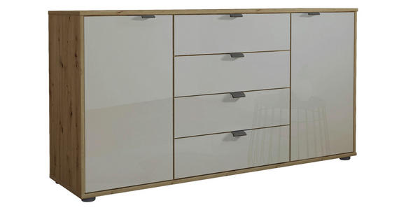 SIDEBOARD  in 140/70/43 cm  - Schieferfarben/Eiche Bianco, KONVENTIONELL, Glas/Holzwerkstoff (140/70/43cm) - Dieter Knoll