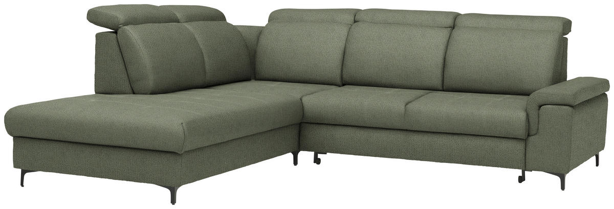 ECKSOFA Struktur Grün  - Schwarz/Grün, Design, Textil/Metall (270/292cm) - Stylife