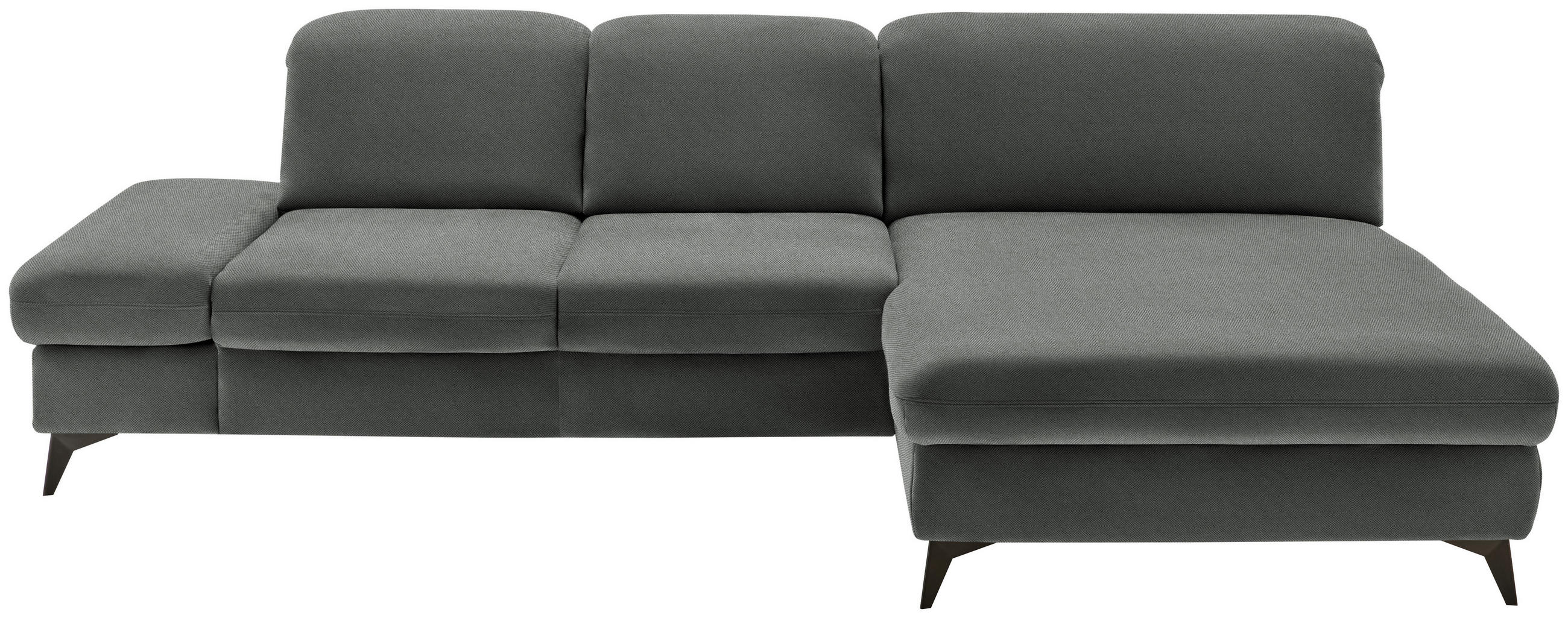 ECKSOFA  in Chenille Grau  288/198 cm  - Schwarz/Grau, Design, Textil/Metall (288/198cm) - Beldomo Style