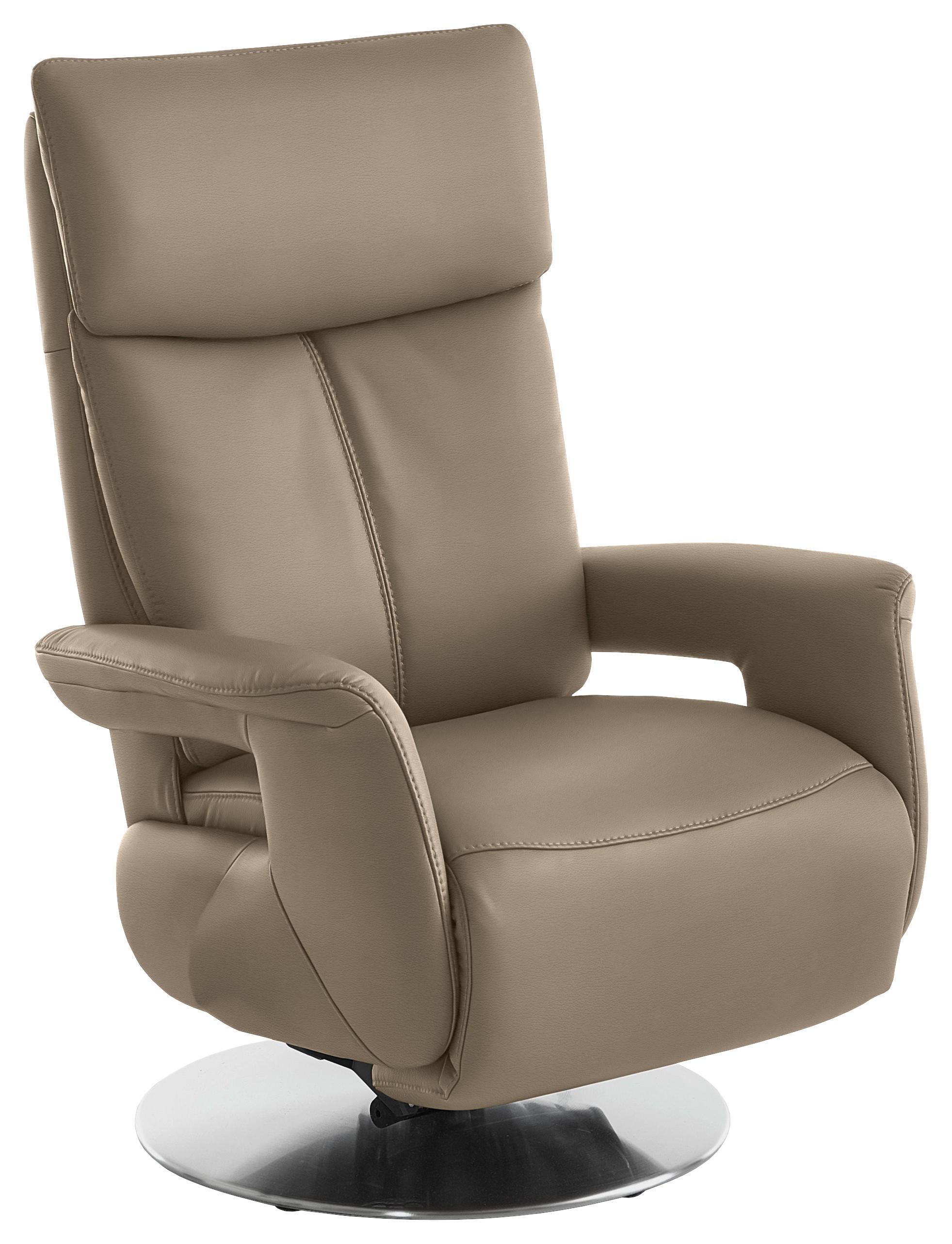 RELAXSESSEL in Leder Greige  - Edelstahlfarben/Greige, Design, Leder/Metall (78/112/85cm) - Cantus