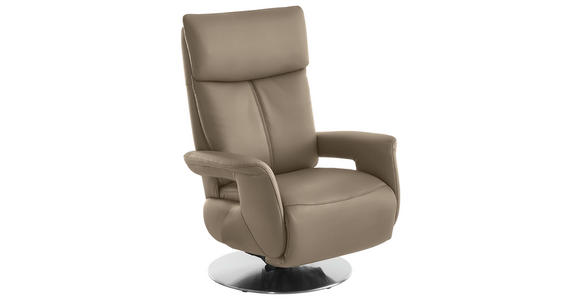 RELAXSESSEL in Leder Greige - Edelstahlfarben/Greige, Design, Leder/Metall (78/112/85cm) - Cantus