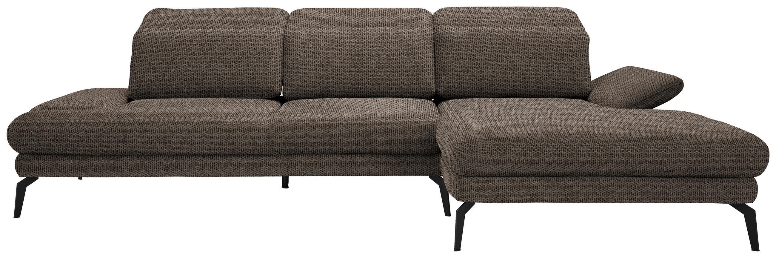 ECKSOFA in Webstoff Hellbraun  - Hellbraun/Schwarz, Design, Textil/Metall (289/180cm) - Stylife