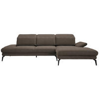 ECKSOFA Hellbraun Webstoff  - Hellbraun/Schwarz, Design, Textil/Metall (289/180cm) - Stylife