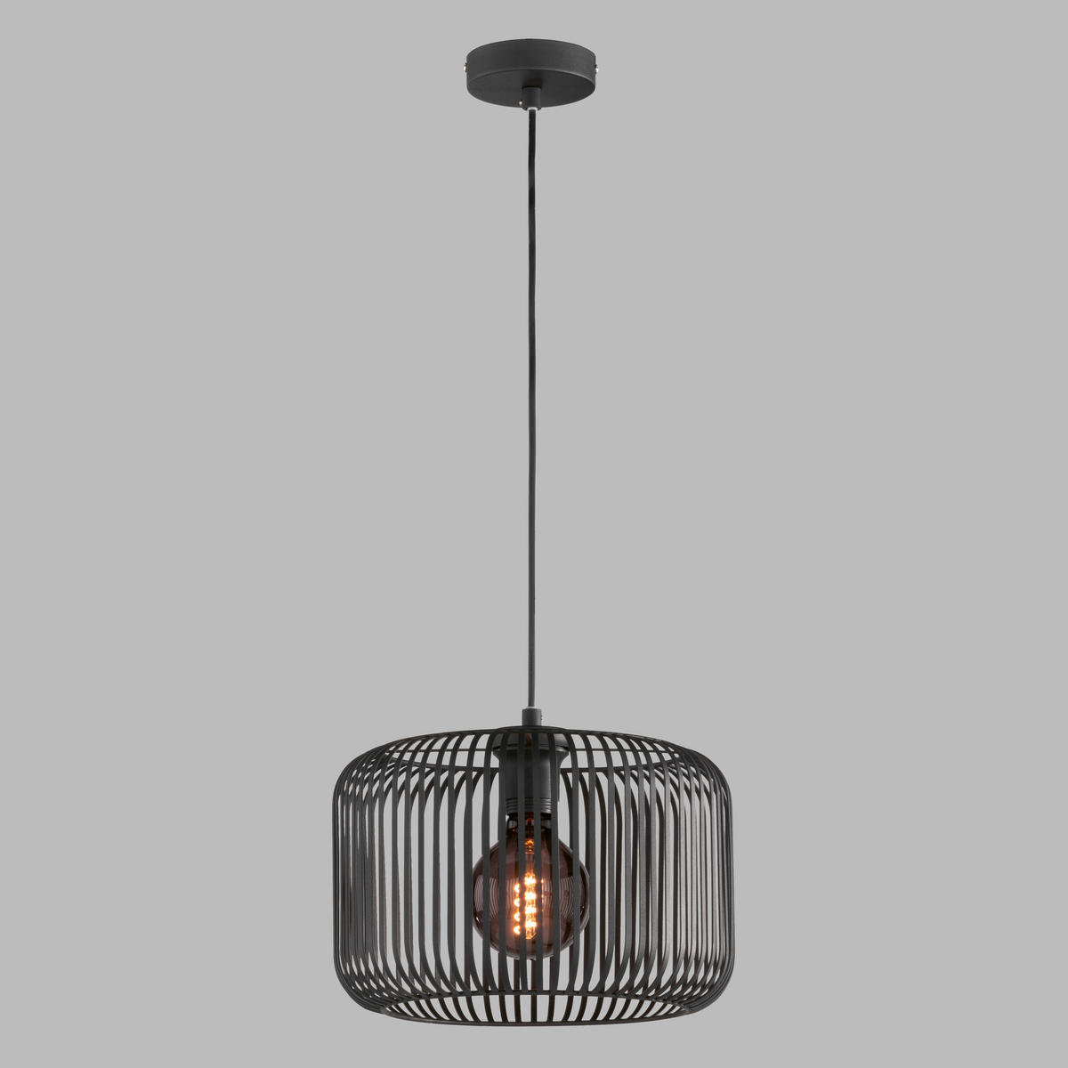 VISEČA NIHALNA SVETILKA  Cage      30/150 cm     40,0 W E27 - črna/peščene barve, Design, kovina/tekstil (30/150cm) - Schöner Wohnen