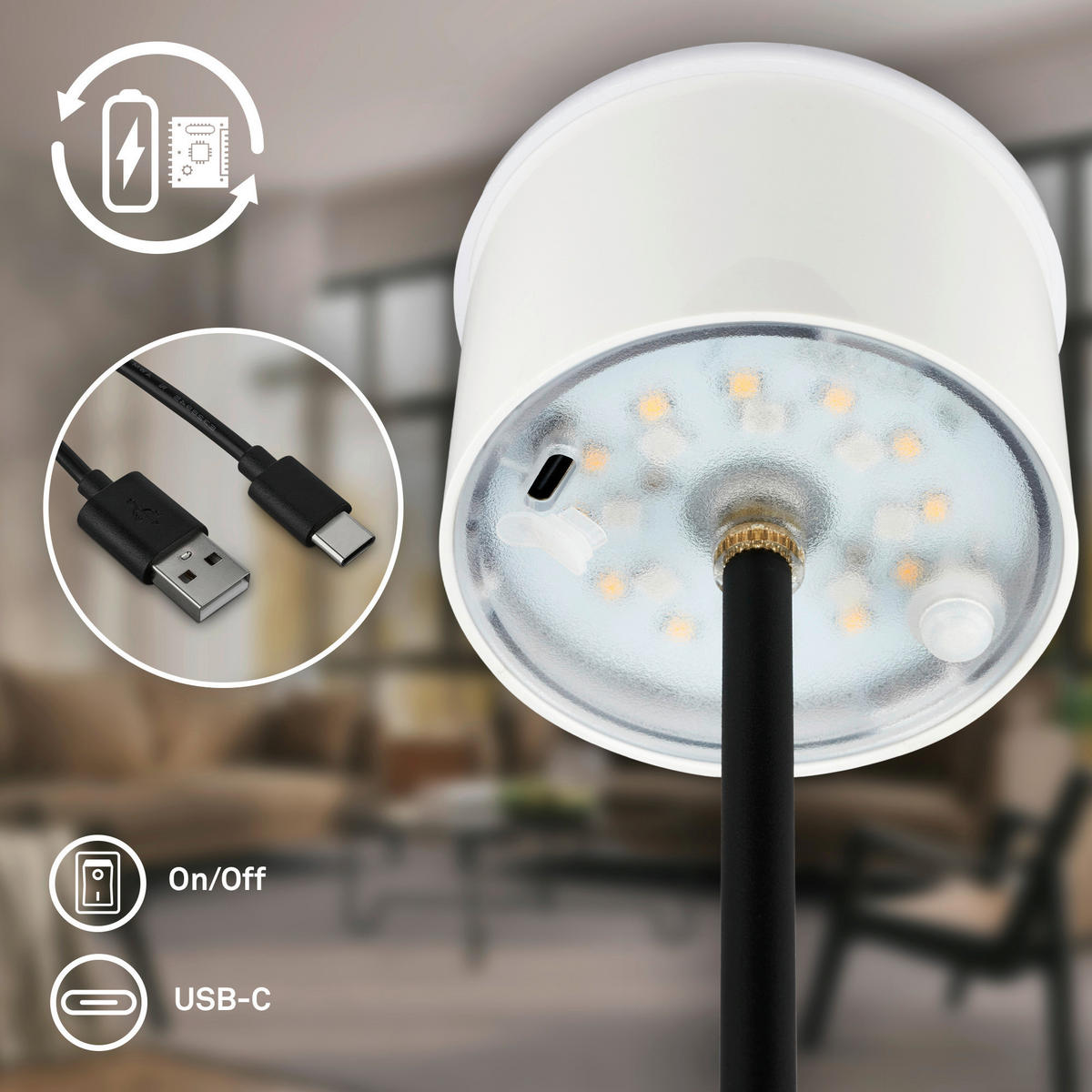 PUNJIVA STONA LAMPA - crna, Osnovno, metal (12,5/22-38,5cm)