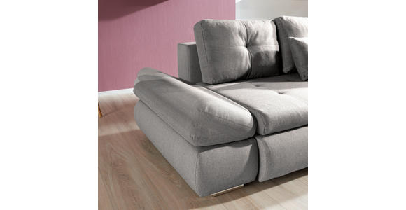 ECKSOFA Grau Webstoff  - Chromfarben/Grau, Design, Kunststoff/Textil (302/187cm) - Carryhome