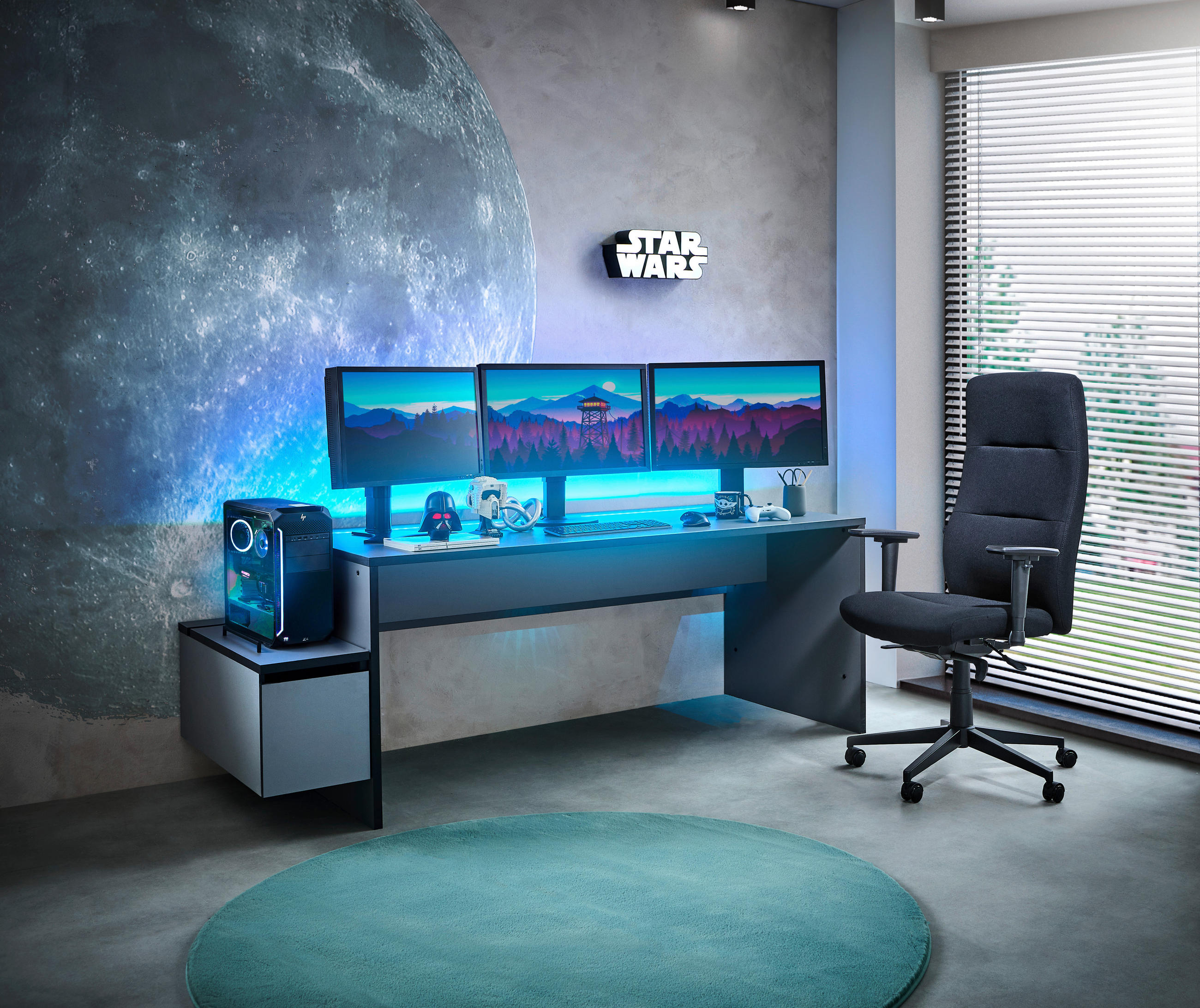 GAMINGTISCH Dunkelgrau  - Dunkelgrau, MODERN, Holzwerkstoff (210/80/75cm) - Novel