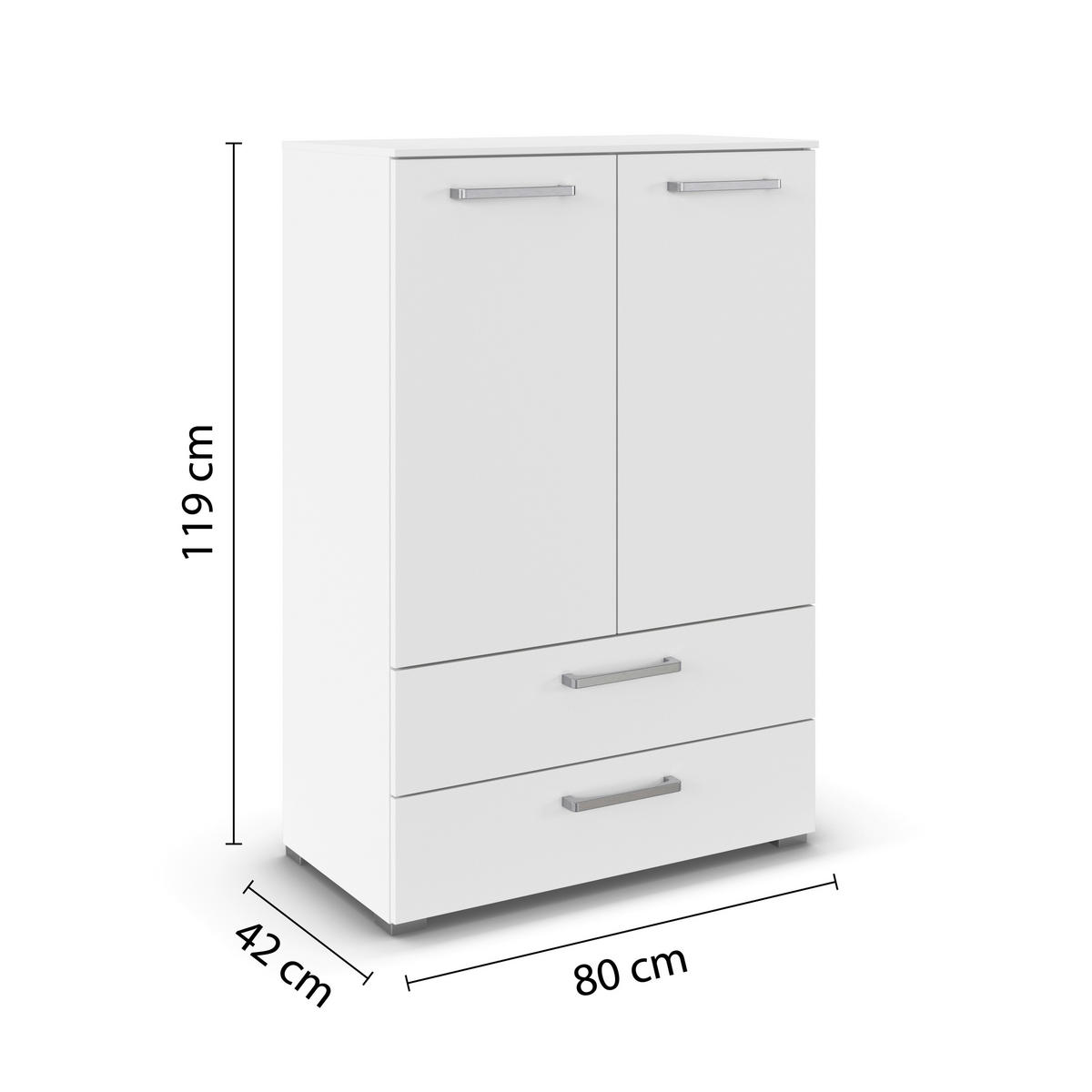 KOMMODE , 80/119,1/42 cm, 2 Schublade(n)  - Edelstahlfarben/Alufarben, Basics, Holzwerkstoff/Kunststoff (80/119,1/42cm) - Novel