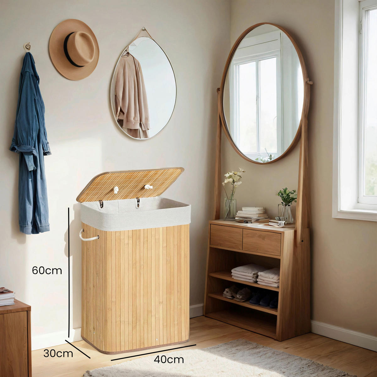 WÄSCHEKORB - Naturfarben, Basics, Naturmaterialien/Holzwerkstoff (40/60/30cm)