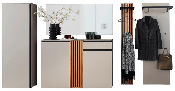 GARDEROBE 5-teilig in 330/200/30 cm - Nussbaumfarben/Grau, Design, Holz/Holzwerkstoff (330/200/30cm) - Moderano