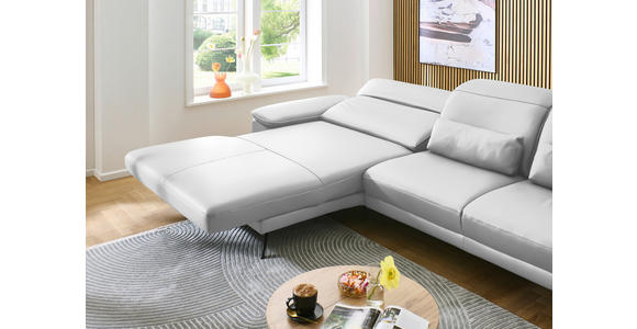 ECKSOFA in Echtleder Weiß  - Schwarz/Weiß, Design, Leder/Metall (193/332cm) - Dieter Knoll