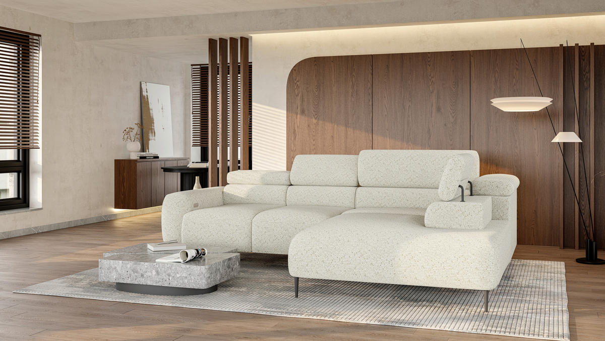 SOFFA i textil ecru  - svart/ecru, Design, metall/textil (304/77/108cm) - Stylife