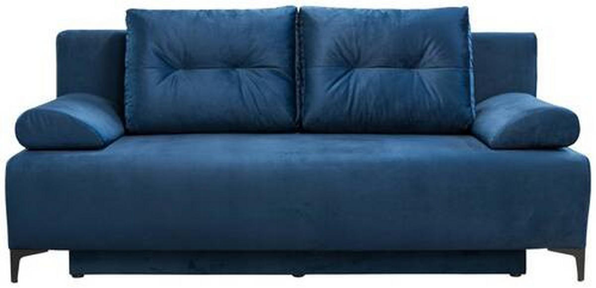 BOXSPRINGSOFA Samt Dunkelblau  - Schwarz/Dunkelblau, MODERN, Textil/Metall (201/100/105cm) - MID.YOU