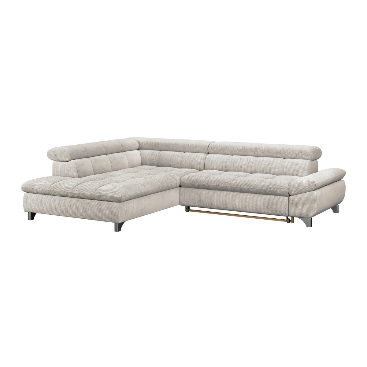 ECKSOFA Creme Chenille  - Chromfarben/Creme, KONVENTIONELL, Textil/Metall (234/312cm) - Livetastic
