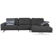 SEDEŽNA GARNITURA temno siva tekstil - modra/temno siva, Design, kovina/tekstil (300/181cm) - HOM`IN