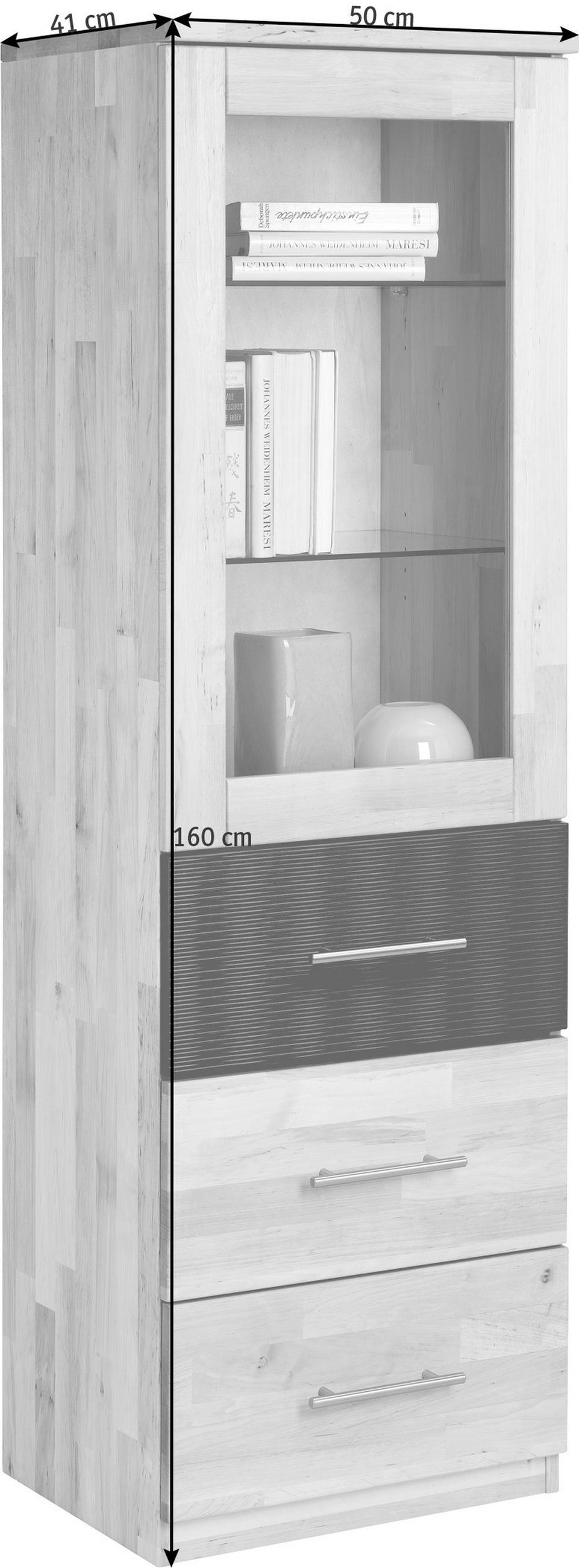VITRINE in vollmassiv Erle Braun, Erlefarben  - Chromfarben/Erlefarben, Natur, Glas/Holz (50/160/41cm) - Linea Natura