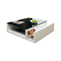 COUCHTISCH in Glas, Holzwerkstoff 100/100/30 cm  - Weiß Hochglanz/Schwarz, Design, Glas/Holzwerkstoff (100/100/30cm) - Livetastic