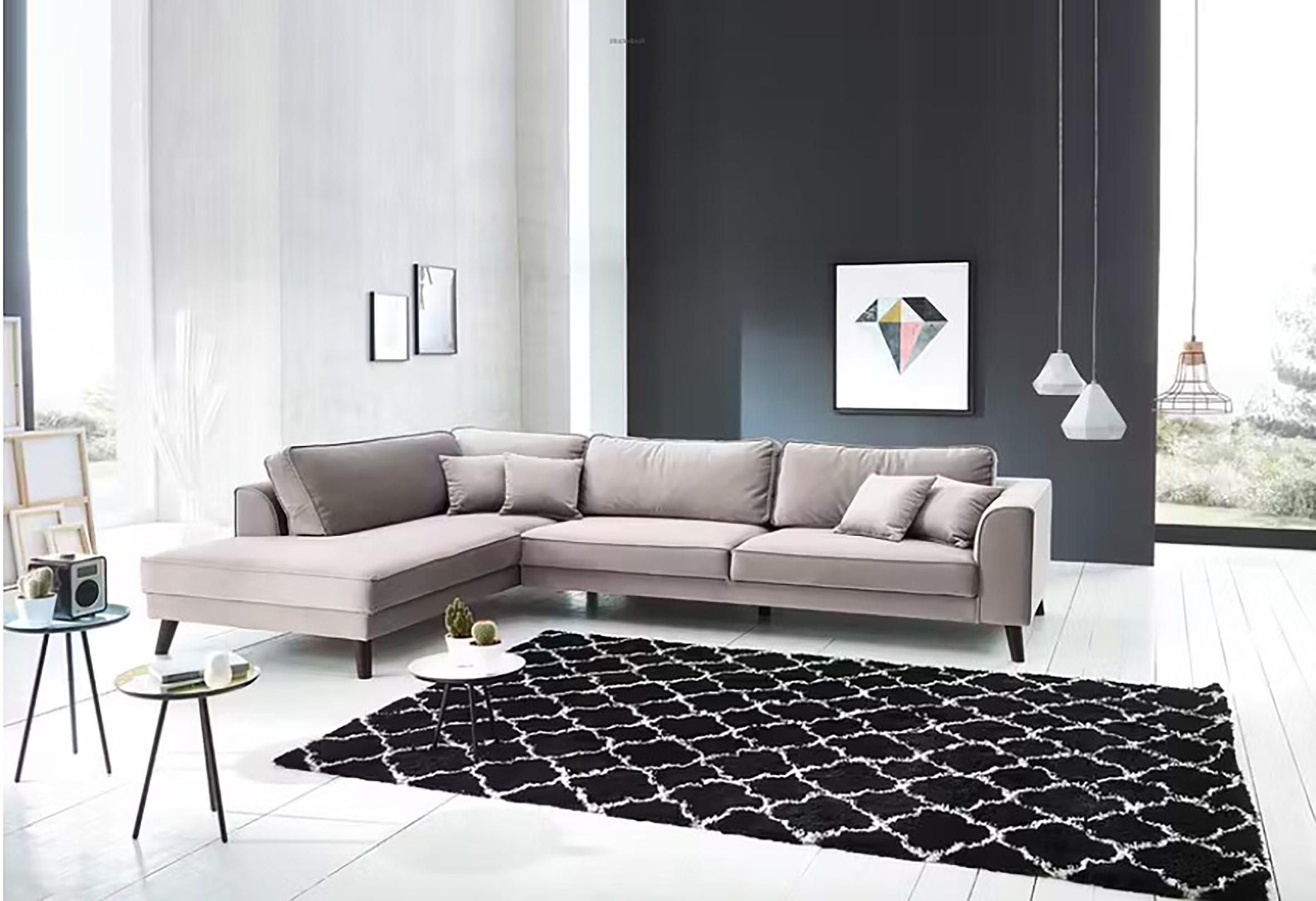 ECKSOFA in Samt, Velours Hellgrau  - Wengefarben/Hellgrau, Modern, Holz/Textil (291/85/201cm) - Trendmanufaktur