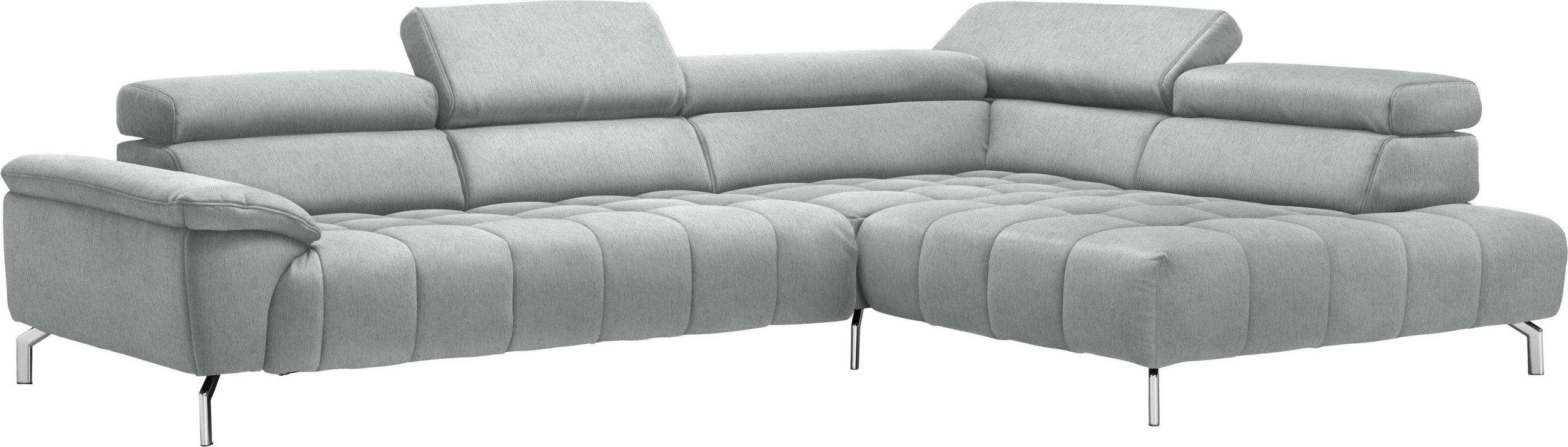 ECKSOFA in Chenille Hellgrau  - Chromfarben/Hellgrau, Design, Textil/Metall (323/222cm) - Beldomo Style