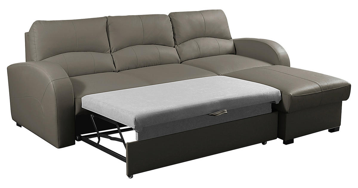 ECKSOFA in Lederlook Echtleder Schlammfarben  - Schlammfarben/Schwarz, Design, Leder/Kunststoff (227/168cm) - Livetastic