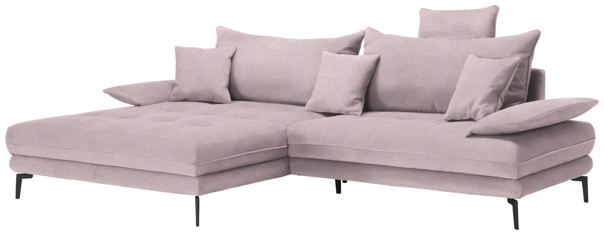 ECKSOFA PRATO Altrosa Mikrofaser  - Schwarz/Altrosa, MODERN, Textil/Metall (176/292cm) - MID.YOU