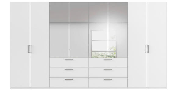 DREHTÜRENSCHRANK 400/235/61 cm,  in Weiß, 8-türig  - Chromfarben/Edelstahlfarben, Basics, Glas/Holzwerkstoff (400/235/61cm) - Novel