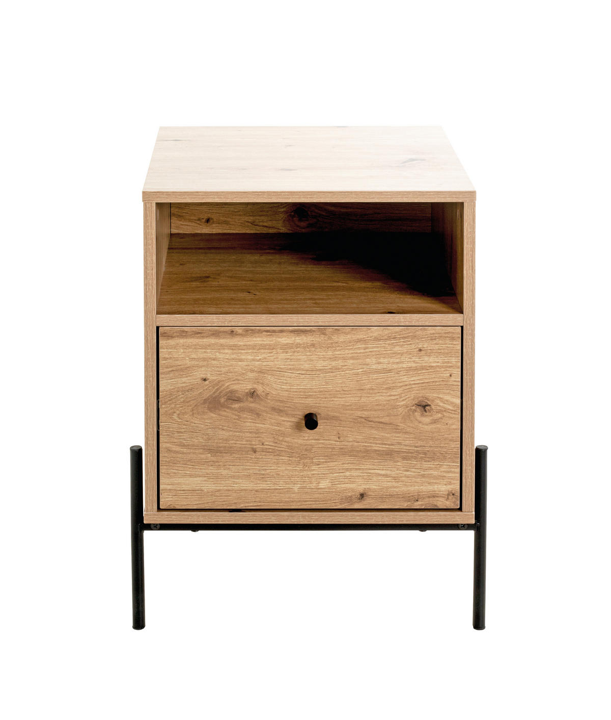 NACHTSCHRANK 45/60/47 cm  - Eichefarben/Schwarz, Design, Holzwerkstoff/Metall (45/60/47cm)