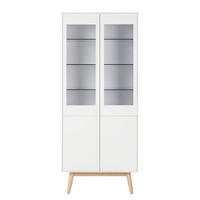 VITRINE in furniert Eiche Naturfarben, Weiss, Eichefarben  - Weiss/Eichefarben, Design, Glas/Holz (80/190/40cm) - home24