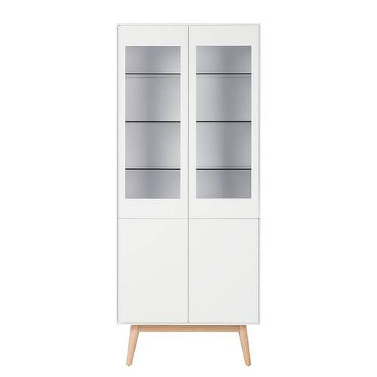VITRINE in furniert Eiche Naturfarben, Weiss, Eichefarben  - Weiss/Eichefarben, Design, Glas/Holz (80/190/40cm) - home24