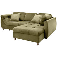 ECKSOFA in Mikrofaser Grün  - Chromfarben/Grün, Design, Textil (250/190cm) - Livetastic