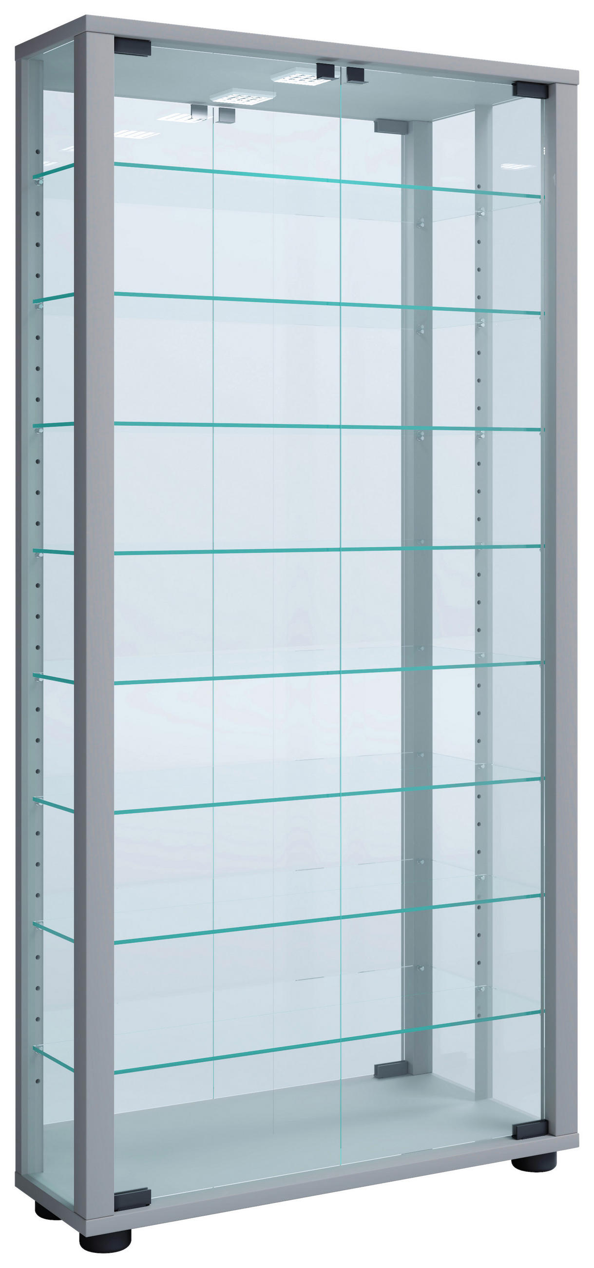 VITRINE in Silberfarben - Silberfarben, Modern, Glas/Holzwerkstoff (59/114,8/18cm) - MID.YOU