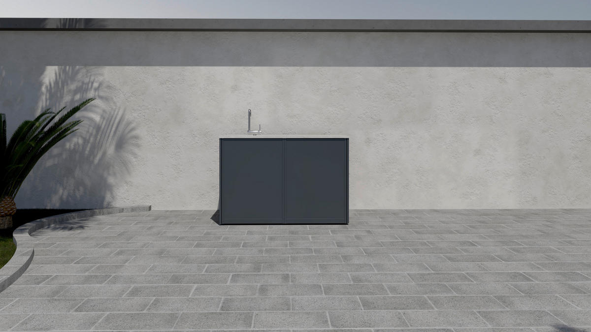 OUTDOORKÜCHE  - Sandfarben/Anthrazit, Basics, Keramik/Metall (134/92,5-98,5/63,3cm) - Dieter Knoll