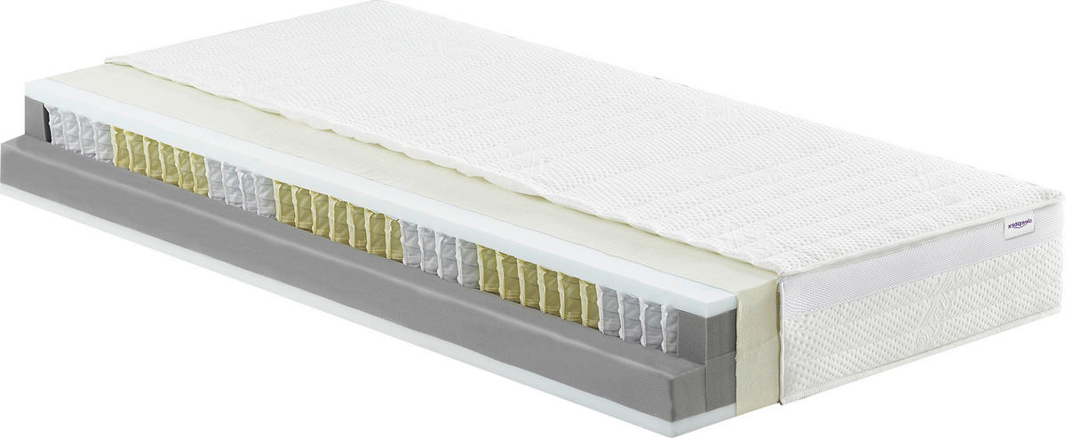 TASCHENFEDERKERNMATRATZE 100/200 cm Höhe ca. 23 cm  - Weiß, KONVENTIONELL, Textil (100/200cm) - Sleeptex