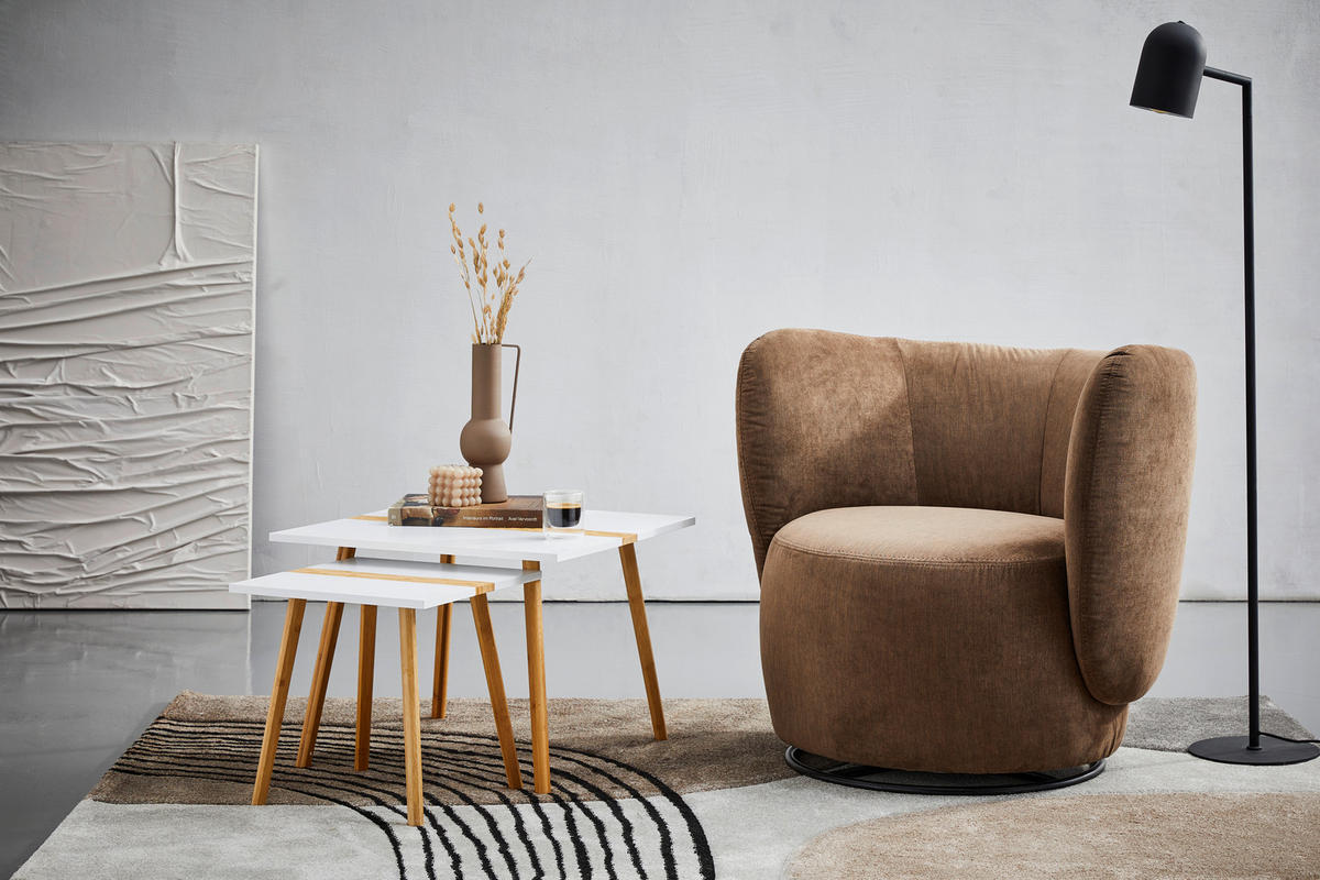 SATZTISCH Bambus quadratisch Naturfarben, Weiß  - Naturfarben/Weiß, MODERN, Holz (60/40/60/40/45/40cm) - PBJ