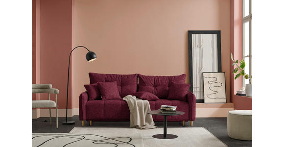 SCHLAFSOFA  in Chenille Bordeaux  - Bordeaux/Buchefarben, Design, Holz/Textil (217/97/101cm) - Carryhome
