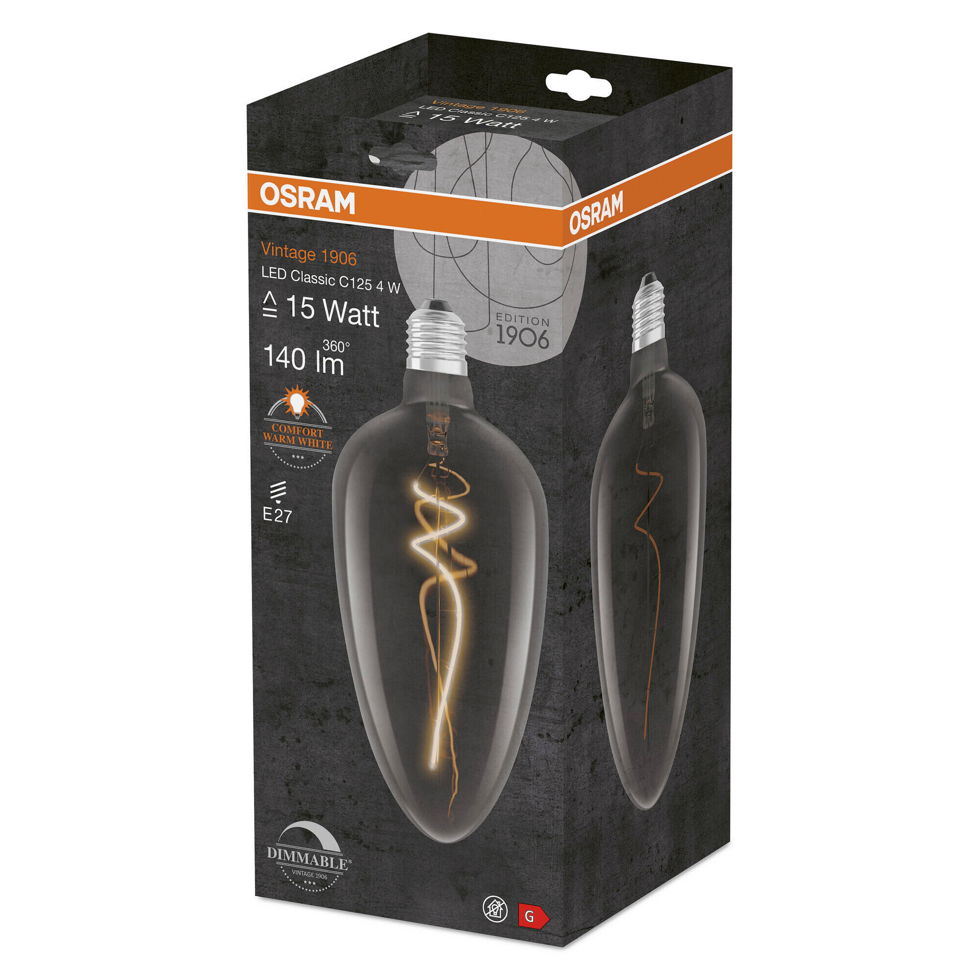 LED-LEUCHTMITTEL   E27 4 W  - Hellgrau, Basics, Glas (12,5/28,3cm) - Osram