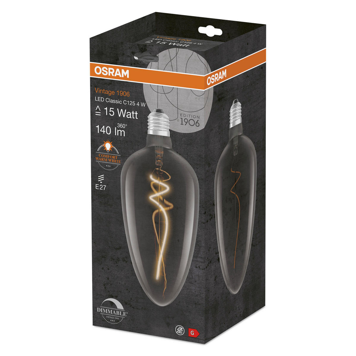 LED-LEUCHTMITTEL   E27 4 W  - Hellgrau, Basics, Glas (12,5/28,3cm) - Osram