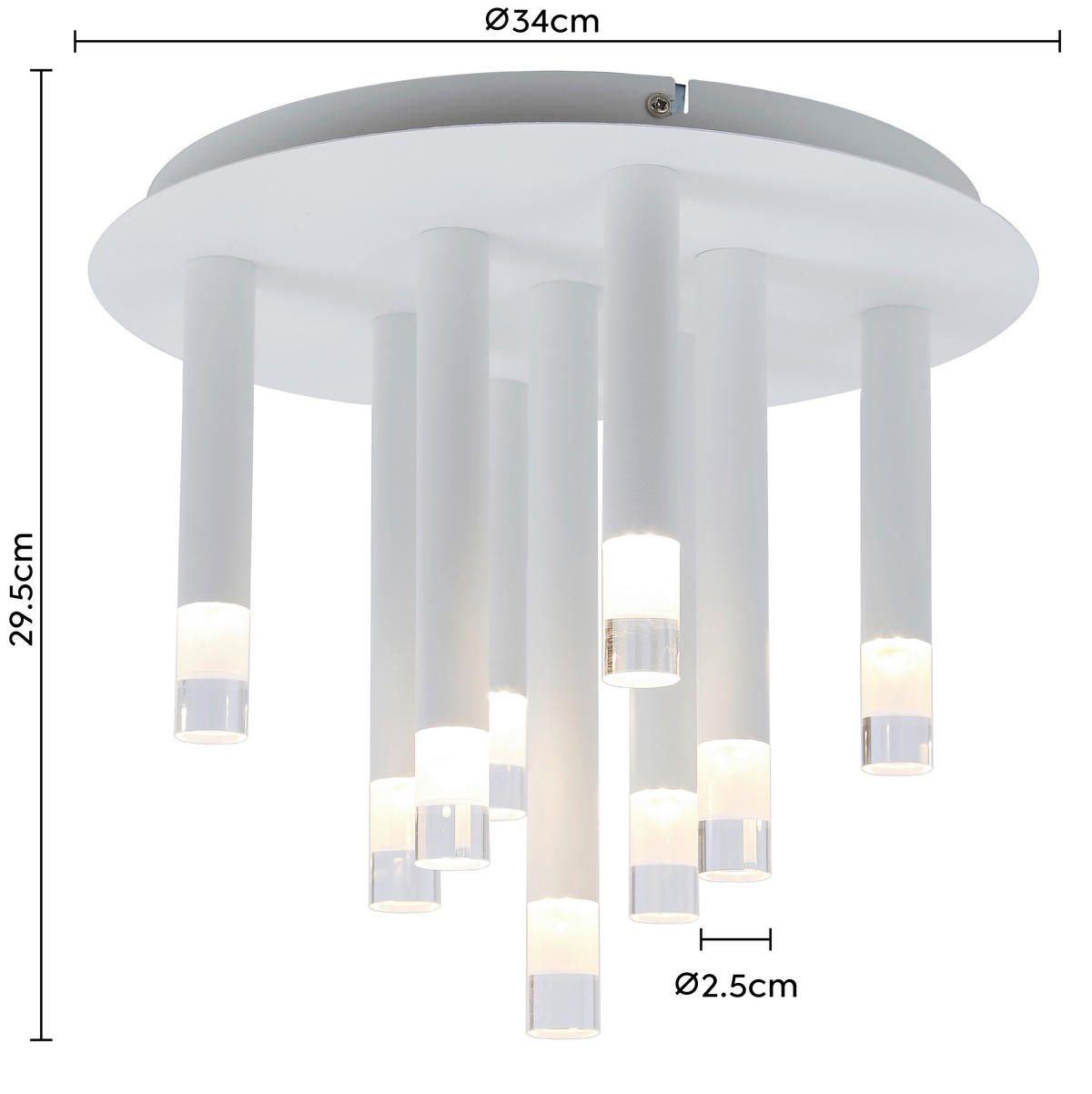 DECKENLEUCHTE  34/29,6 cm    - Klar/Weiß, MODERN, Kunststoff/Metall (34/29,6cm) - Novel