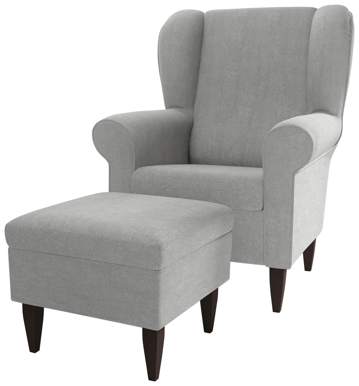 SESSELSET ASINO Chenille Hocker    - Wengefarben/Grau, KONVENTIONELL, Holz/Textil (80/102/86cm) - Livetastic