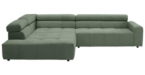 ECKSOFA in Feincord Olivgrün  - Schwarz/Olivgrün, KONVENTIONELL, Kunststoff/Textil (219/311cm) - Hom`in