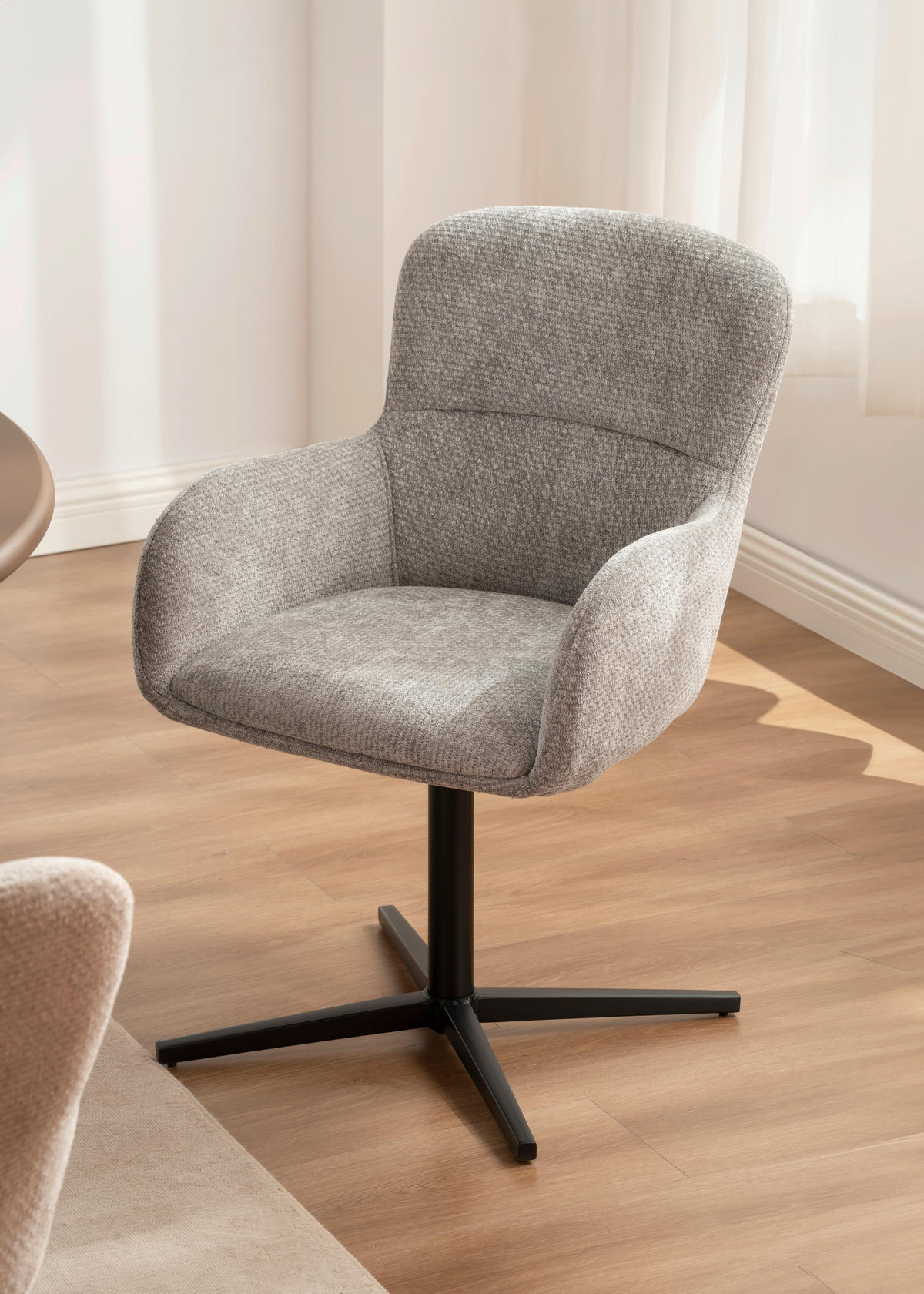 NASLANJAČ, les, kovina, tekstil siva  - siva/črna, Moderno, kovina/tekstil (57/85/63cm) - Livetastic